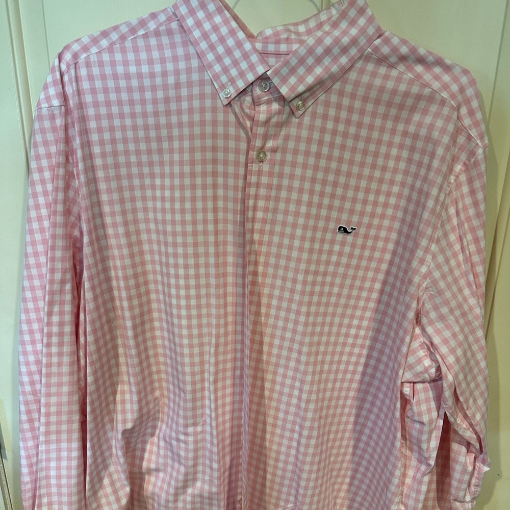 Vineyard Vines L/S Button Shirt - 2XL - pink/white plaid